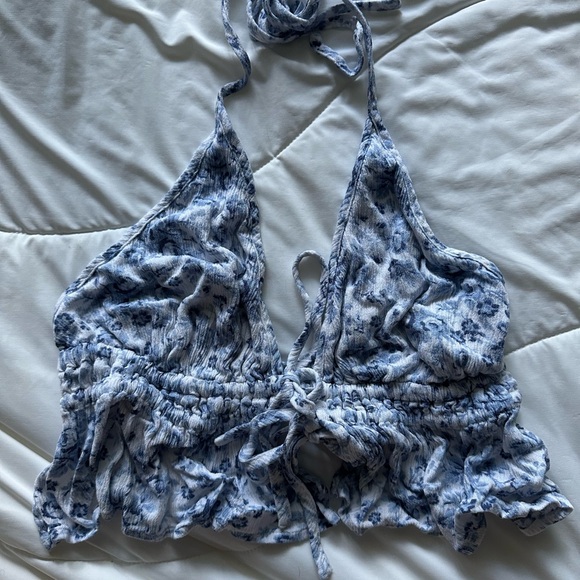 Garage blue and white floral top - Picture 1 of 1